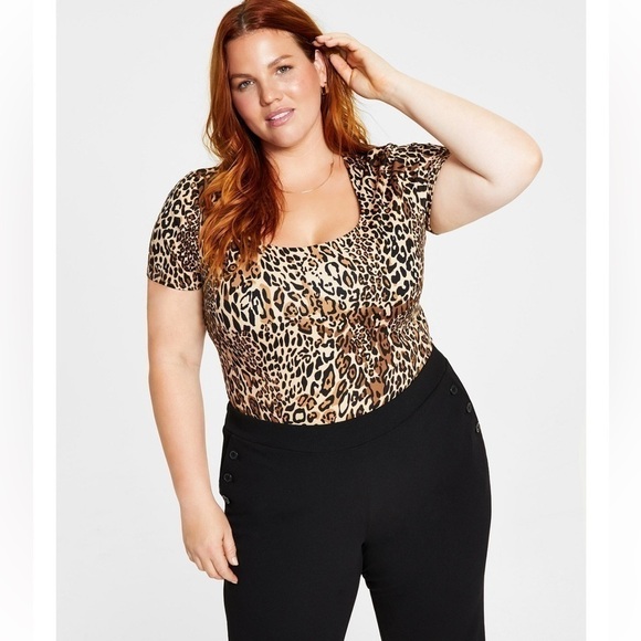 Bar Ill Trendy Plus Size Animal-Print Bodysuit. Size 2X - Picture 1 of 8